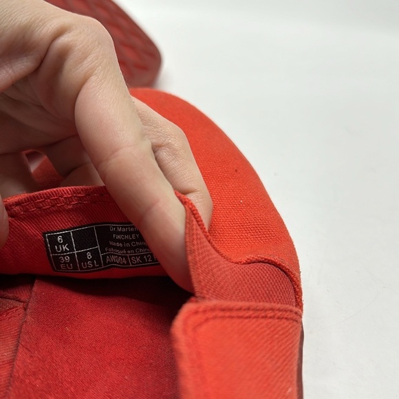 Dr Martens Finchley Slip On Sneakers Canvas Shoes Docs Shoe Red Women's Size 8 - Picture 10 of 11